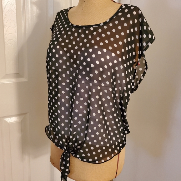 ❤Timing sheer black & white top size M EUC - Picture 7 of 8